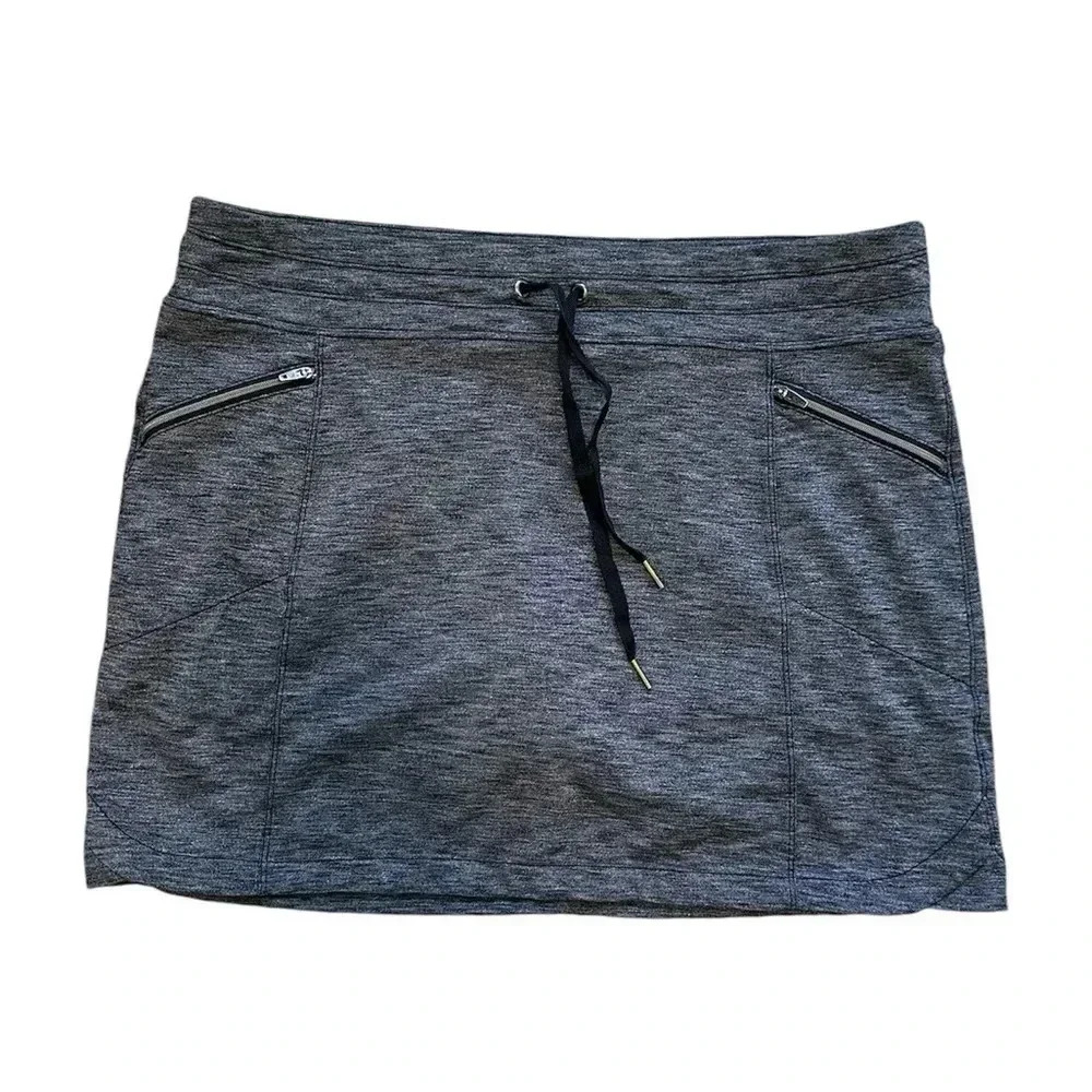 Athleta Metro Skort Skirt Heather Gray Front Zip Pockets Size Large